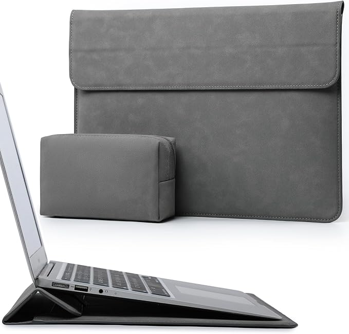 HYZUO 15-16 Inch Laptop Sleeve Case with Stand Feature for MacBook Pro 16 M4/M3/M2/M1 Pro/Max 2025-2019, XPS 15, MacBook Pro 15 2015-2012, Samsung Galaxy Book Flex/Pro 15, Dark Gray