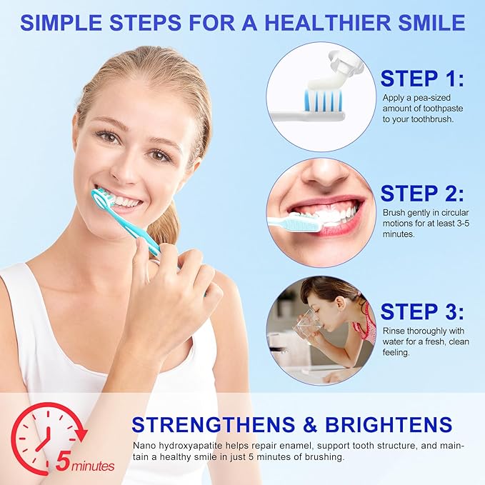 2Pcs Hydroxyapatite Toothpastes for Enamel Protection and Tooth Strengthening, with Gentle Mint, Provides Long-Lasting Fresh Breath, Daily Use for Oral Health, 4.23 OZ