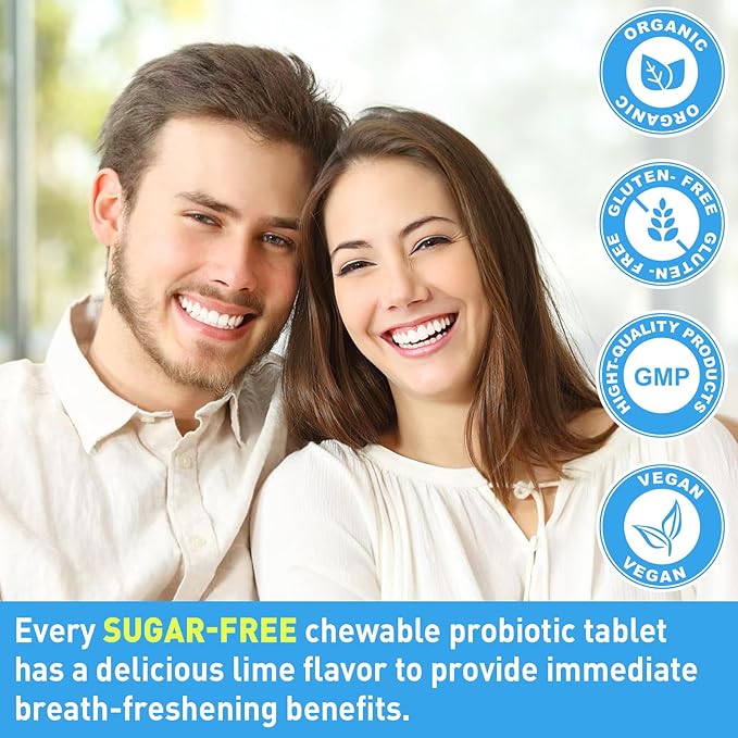 Oral Probiotics for Mouth Bad Breath for Adults 11 Billion CFU, Best Breath Oral Dental Probiotics for Teeth & Gums, Fresh Breath, Halitosis & Gut Health, 10 Packs