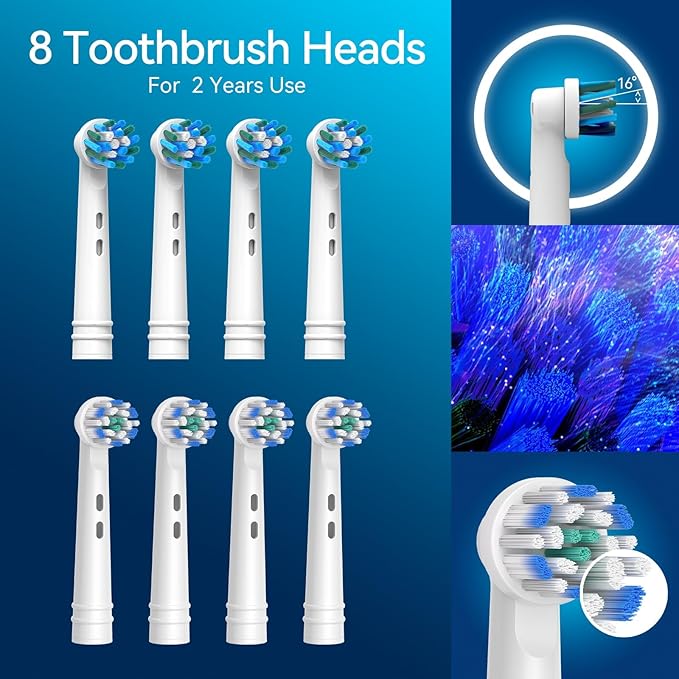 SEAGO Rotating Electric Toothbrush with 8 Round Brush Heads, with 5 Cleaning Modes, Sonic Technology Whitening Teeth in 14 Days, for Adult and Kids，SG-2603 (Black)