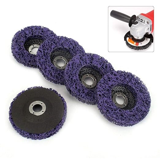 SIGNI 4" x 16mm Poly Strip Discs Stripping Wheel for Angle Grinder -Remove Paint, Rust and Clean Welds Oxidation (5 Pack-Purple)
