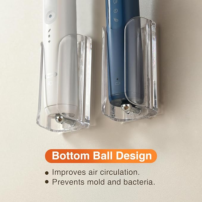 Electric Toothbrush Holder, Wall Toothbrush Holder for Bathroom, Adhesive Electric Toothbrush Stand, Bathroom Counter Organizer for Electric Toothbrushes, Clear, Pack of 2