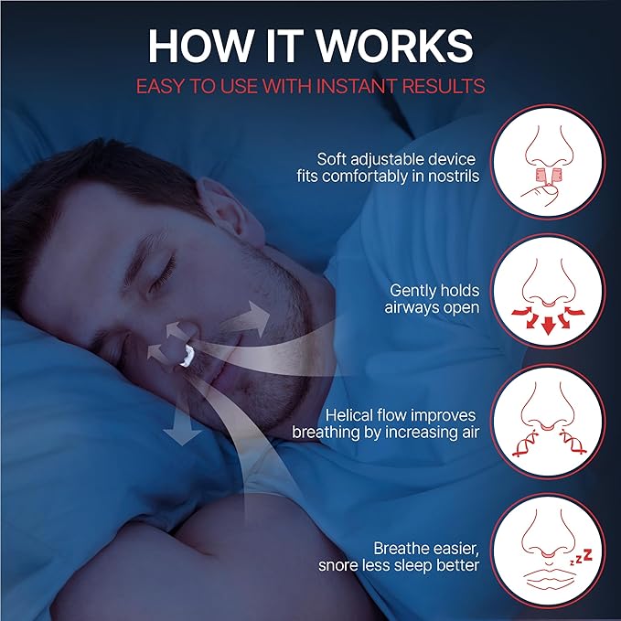 Dr. Koring Snoring Solution Nasal Dilators for Sleeping Snore Stopper Device Clip (Made in Korea) (Helical Design) (100% Silicone) (4 Sizes) – Anti Devices Nose Strips Alternative Breathing