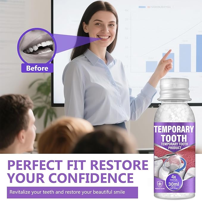 Temporary Tooth Repair Kit - Moldable Teeth-Filling Repair Kit, DIY at Home, With 4 Shaping Tools