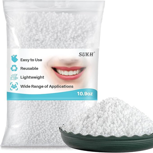 Sukh 10.9oz Moldable False Teeth Beads - Tooth Repair Kit,Repair Thermoplastic Beads,Plastic Pellets for DIY Tooth Filling,Halloween Vampire Teeth Fangs Ideal for Chipped, Cracked