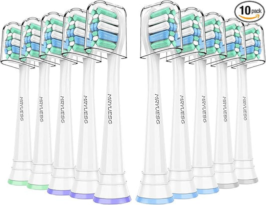 MRYUESG Replacement Toothbrush Heads Compatible with Philips Sonicare, 10 Pack, Electric Tooth-Brush Replacement Heads Compatible with Phillips, White