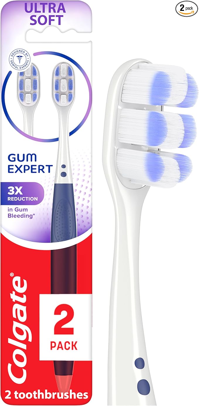 Colgate Ultra Soft Toothbrush Pack, Extra Soft for Sensitive Gums, 2 Pack