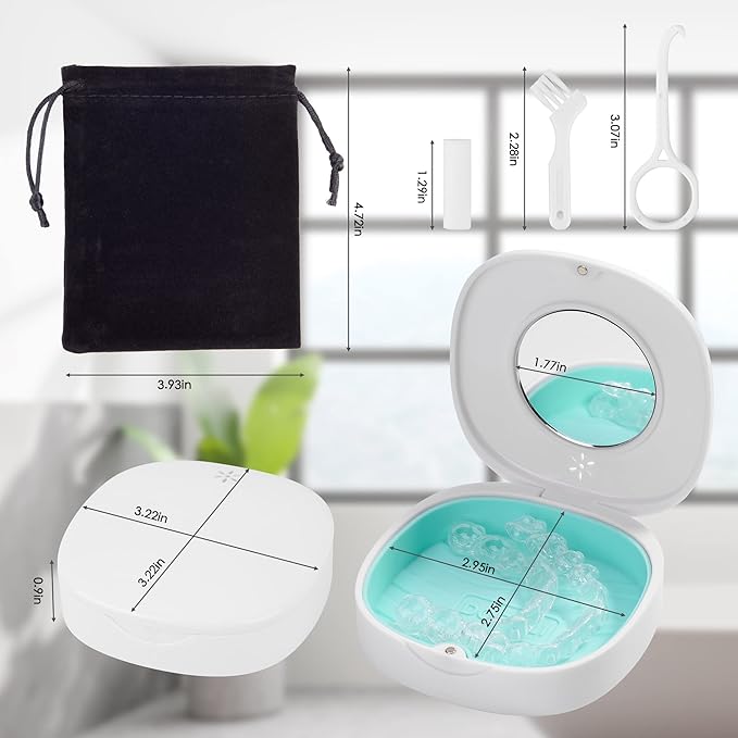 Doboli Slim Aligner Case with Vent Holes, Compatible with Invisalign, Mouth Guard Essentials, Cute Retainer Case with Removal Tool and Brush, Travel Ready