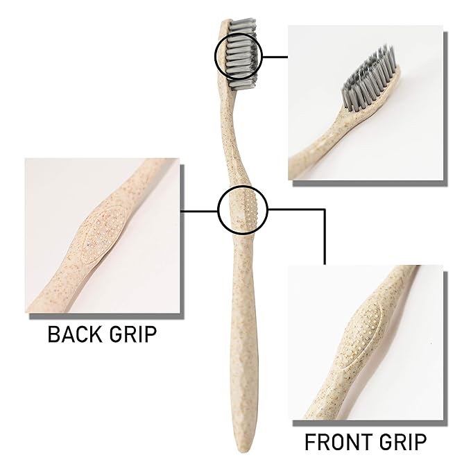 Bleeker and Rowe Biodegradable Eco-Friendly Toothbrushes - Individually Sealed - BPA Free Soft Bristles - Sustainable - Recycled Packaging (Pack of 100)