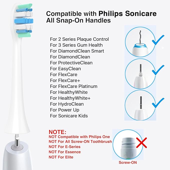 Electric Toothbrush Heads for Philips Sonicare Replacement Heads C1,C2,4100, Replacement Brush Head Compatible with Phillips Sonicare Electric Toothbrushes C2,C1, for Philips Sonic Care Brush,8 Pcs
