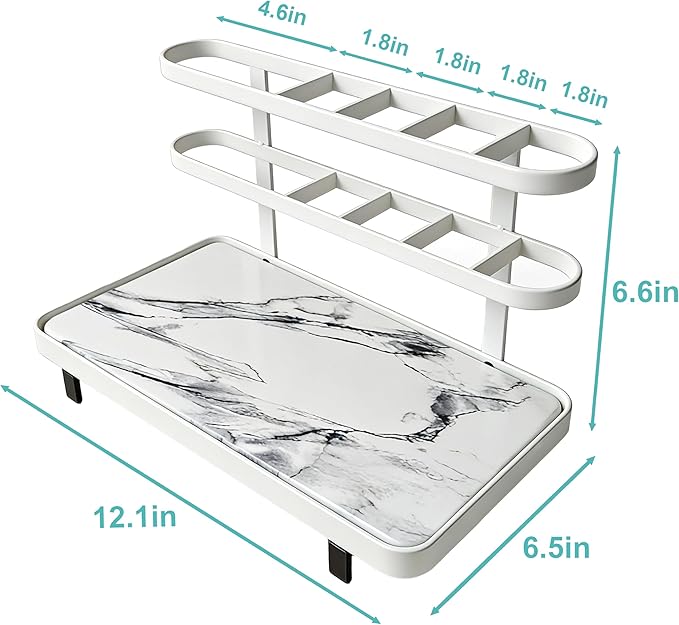 Electric Toothbrush Holders for Bathrooms, Bathroom Counter Organizer with Quick Dry Diatomaceous Earth Mat, 5 Slots Toothbrush and Toothpaste Holder White, for Bathroom Sink Organizer Countertop