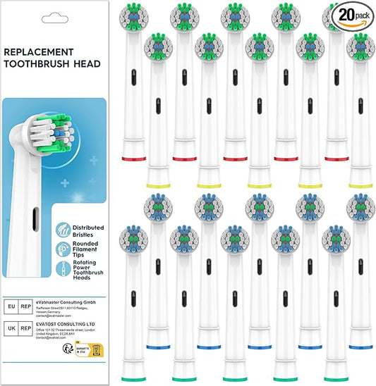Replacement Toothbrush Heads Compatible with Oral B Pro 1000 Electric Toothbrush,Replacement Brush Heads Refill for Genius X,Smart 1500,Pro 5000,20 Count