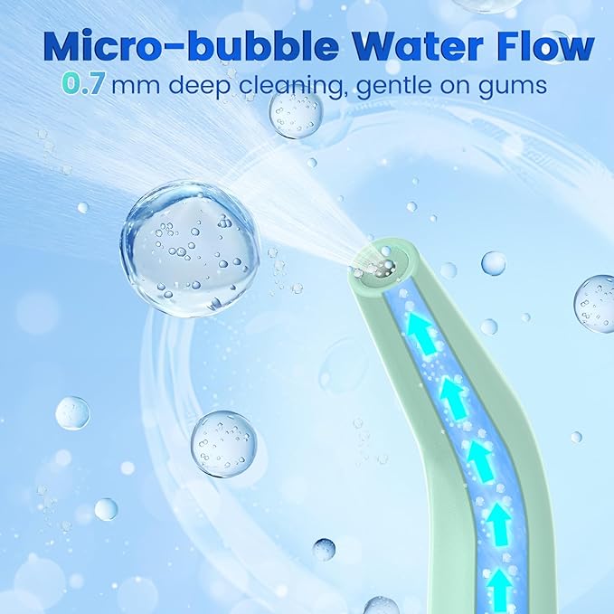 Water Flosser for Teeth, Portable Oral Irrigator Rechargeable Water Dental Flosser Pick with High Pressure 5 Jet Tips, IPX7 Travel Water Flossing for Brace Teeth Cleaner Gum Care
