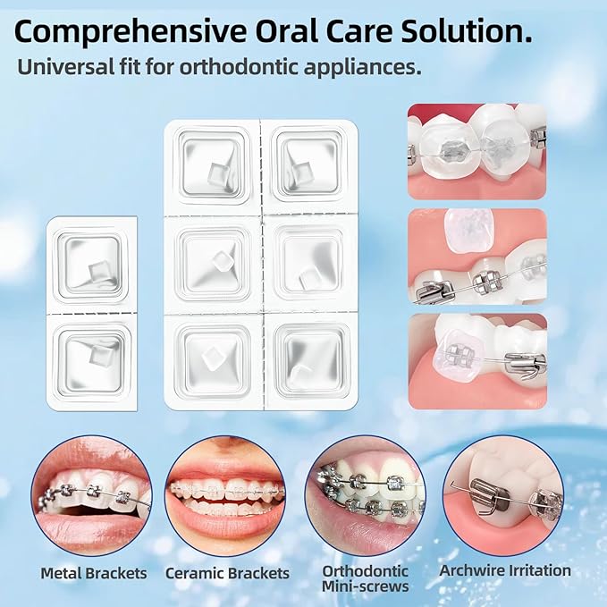 RAZOKO Orthodontic Wax for Braces Wax Dots Gentle Comfort, Clear Invisible Fit, All Day Protection 24 Individual Hygienic Packaging Dental Wax