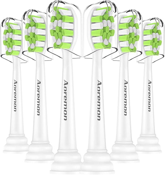 Aoremon Toothbrush Replacement Heads for Philips Sonicare DiamondClean Series 2/3 EasyClean ProtectiveClean FlexCare HwalthyWhite, 4100/5100/6100, C1/C2/G2/G3-6 Pack, White