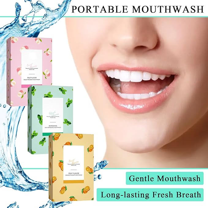 Travel Size Mouthwash,Mini Mouthwash Travel Size Bulk Portable Mouth Wash Set,Individual Small Travel Mouth Wash Packets for Fresh Breath(Pack of 60) A18