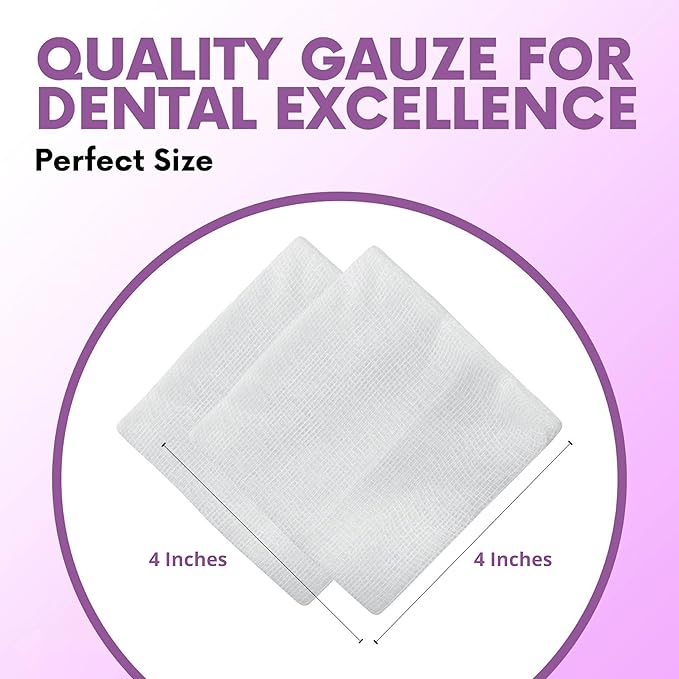 HEALQU 600 Gauze Pads 4x4 - Soft Non-Woven 4-Ply for Tooth Extractions, and Dental Procedures - Non-Sterile Square Gauze Sponges for First Aid, Surgical, & Wound Dressing (3 Packs of 200)