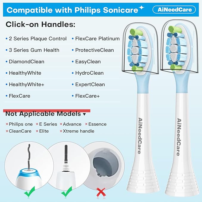 12 Pack Toothbrush Replacement Heads for Philips Sonicare, Electric Brush Heads Compatible with Phillips Sonic Snap-on Care Head (White)
