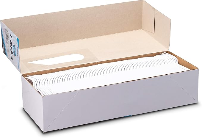 500 Count Extra Heavy duty Plastic Forks, Disposable White Fork, Heavyweight Bulk Cutlery for Dinner, Events, Catering, Parties & Takeout