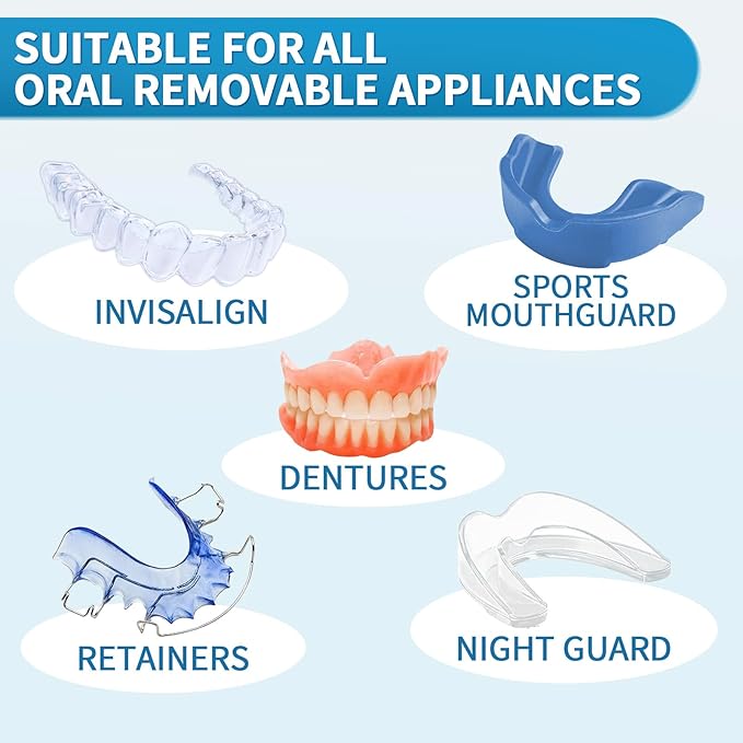 GENKENT Retainer Cleaner Tablets for Invisalign, Mouth Guard, Night Guard and More Dental Appliances, 60 Denture Cleaning Tablets