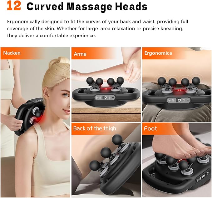 AdamPark 12-Head Massage Gun Set, Deep Tissue Back Massager Muscle Massager Tool Quiet Muscle Massage Gun for Full Body Muscle Pain Relief, Ideal Gifts for Women, Men, Mom, and Dad