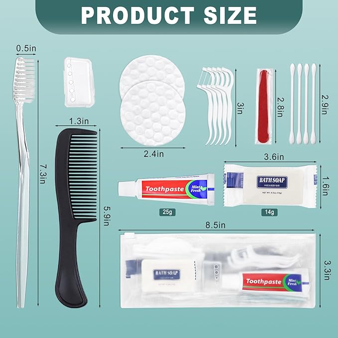 10 Sets Personal Hygiene Kit Bulk, Disposable Toothbrushes with Toothpaste Floss Comb Soap Cover and Vanity Kit, Toiletry Kits Homeless Supplies Bulk for Women,Men,Travel,Homeless