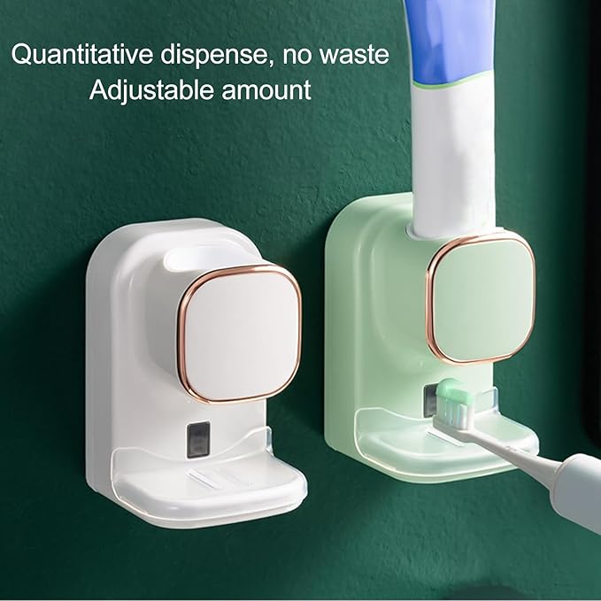 Automatic Toothpaste Dispenser with Responsive Sensor,Tooth Pastetooth Paste Dispenser Automatic Dispensing,Toothbrush Holder Wall Mounted Space Saving for Adults Family (White)