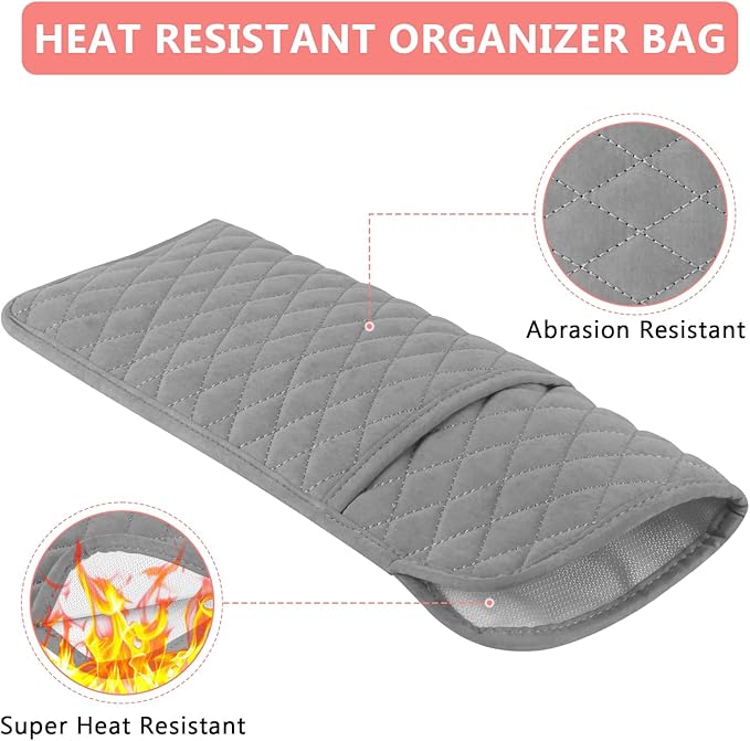 Heat Resistant Hair Tools Organizer Bag Portable Travel Storage Cover Case for Hair Straighteners, Curling Irons, Flat Irons and Hot Styling Tools(13.8" x 5.5")