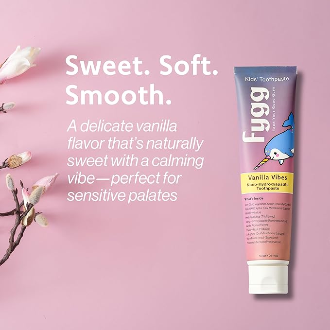 Fygg Nano Hydroxyapatite Toothpaste (Vanillia Vibes) | Vanilla Kids Tooth Paste with Prebiotics (4 Oz) | Natural & Fluoride-Free | Proprietary Enamel Remineralizing & Repair | Dentist Formulated