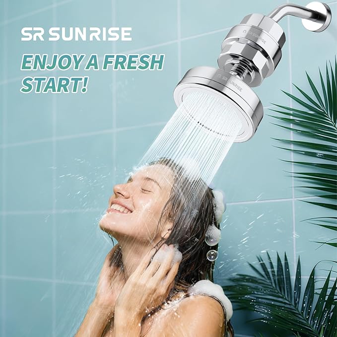 SR SUN RISE Luxury Filtered Shower Head Set, 20+3 Stage Shower Filter for Hard Water, High Output Showerhead with 3 Replaceable Filter Cartridges Removes Chlorine and Fluoride, Chrome