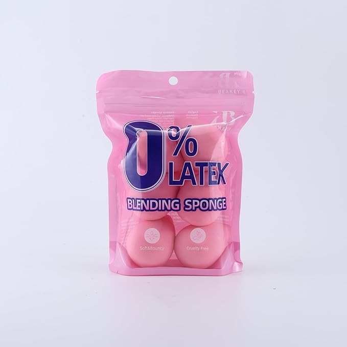 BEAKEY Super Soft Makeup Sponge Set of 6, Makeup Sponges for Foundation, Liquid, Cream and Powder, Pink Beauty Sponge for Blending, 0 Latex Blender