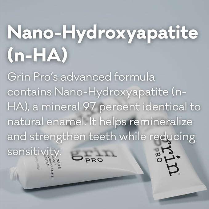 Grin Pro Enamel Care Nano-Hydroxyapatite Toothpaste, Fluoride Free, Designed for Sensitive Teeth, Helps Remineralize, 4 oz, Natural Ingredients, New Zealand Manufactured