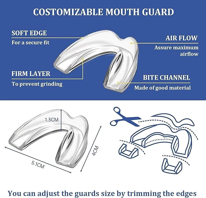 Mouth Guard for Clenching Teeth at Night, Night Guards for Teeth Grinding, Mouth Guard for Grinding Teeth at Night, Reusable Teeth Grinding Mouth Guard, Mouthguards for Grinding of Teeth (4 Piece Set)