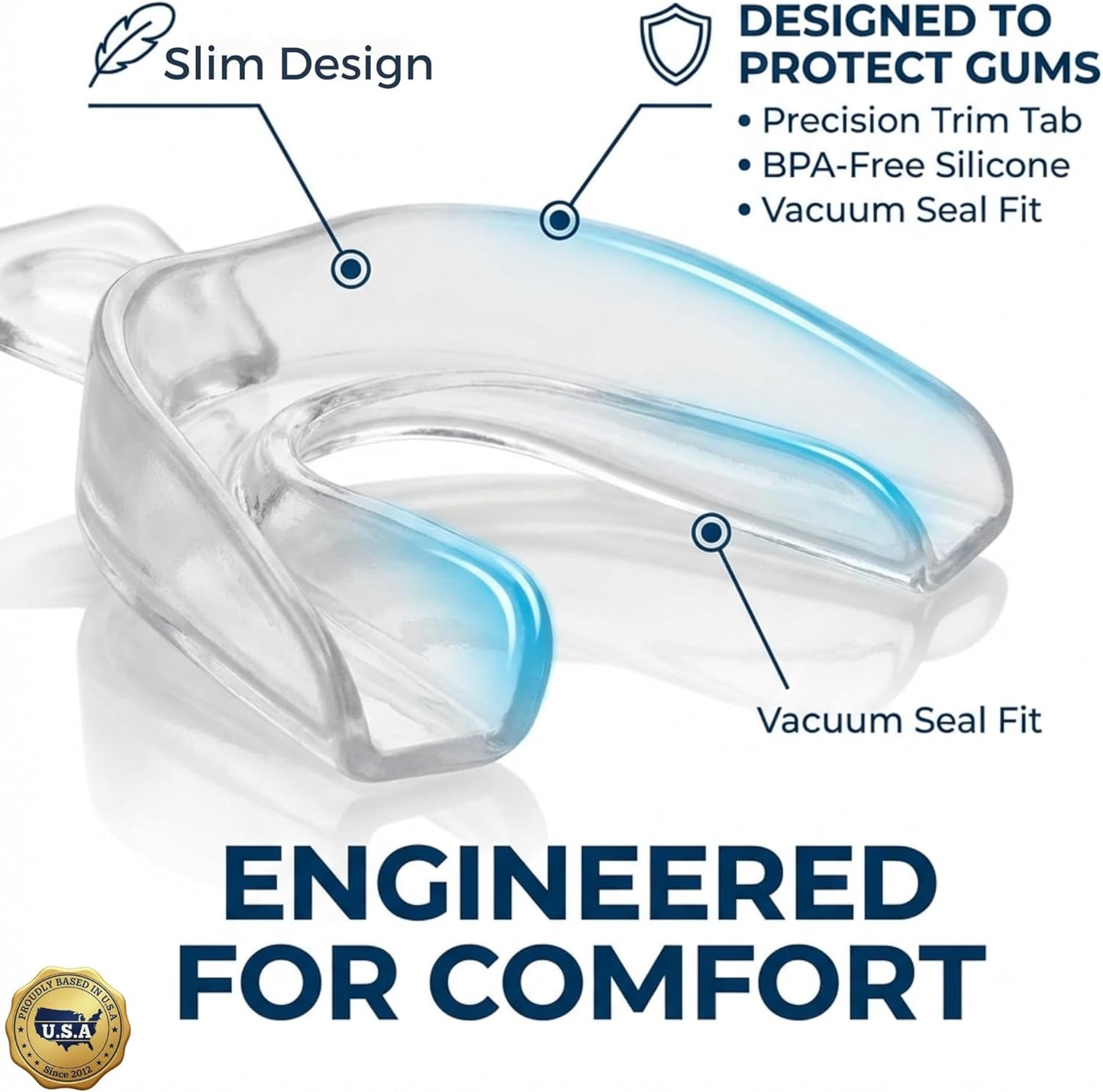 Teeth Whitening Trays Moldable 4-Pc Bleaching Trays for Teeth Whitening with 2 Slim Retainer Cases - Comfortable, Thin Design for Tooth Bleach, Compatible with Opalescence Gel Not Included