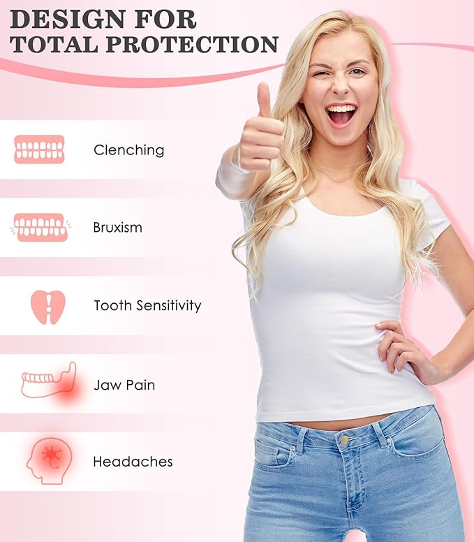 Mouth Guard for Grinding Teeth at Night, Mouth Guard for Sleeping, Mouthguards for Grinding of Teeth, Night Guards for Teeth Grinding, with 2 x 5X Mirror Case (4 Pack/2 Size)