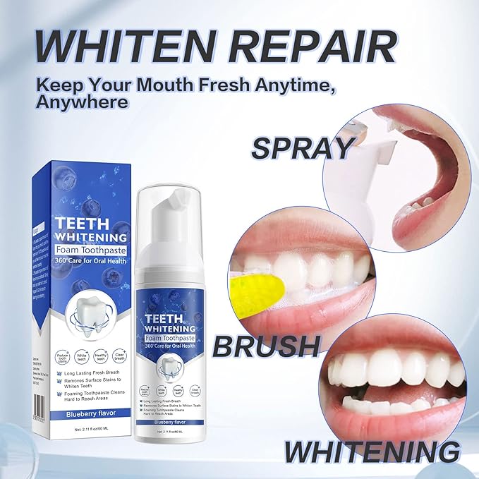 Teeth Whitening Toothpaste with Fluoride, Mousse Foam Toothpaste, 2 Pack Foam Toothpaste for U-Shape Electric Toothbrush, Oral Care-Toothpaste Replacement Natural Mouth Wash Water