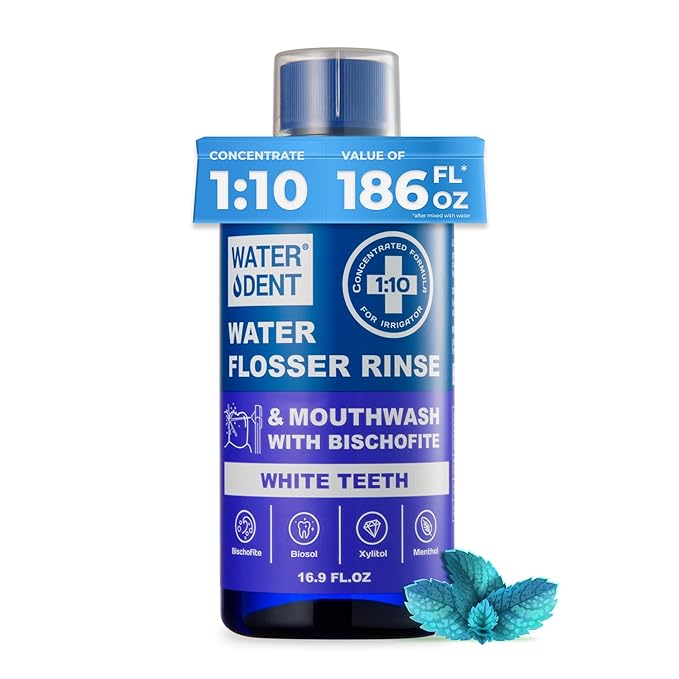 2 Pack Set - Concentrated Water flosser Rinse & Mouthwash Teeth WHITENING & Gum Care, Alcohol Free, Made in USA