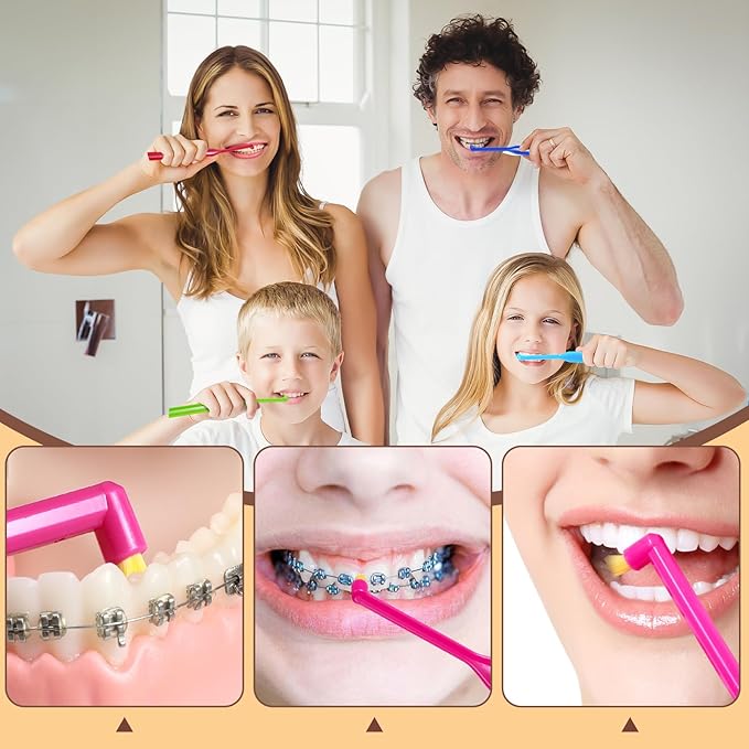 B Rush Small-Head Orthodontic Toothbrush- End Tuft Brush, Single Tufted Toothbrush Dental Toothbrushes for Braces, Interdental Interspace Brush for Detail Cleaning, Pack of 5