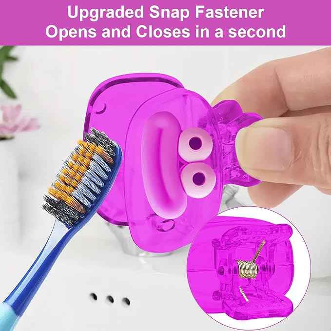 Upgrade Travel Toothbrush Head Covers Toothbrush Protector Cap Brush Pod Case Protective Portable Plastic Clip for Household Travel, Bathroom, School, Camping, Business (O, 4 Pack)