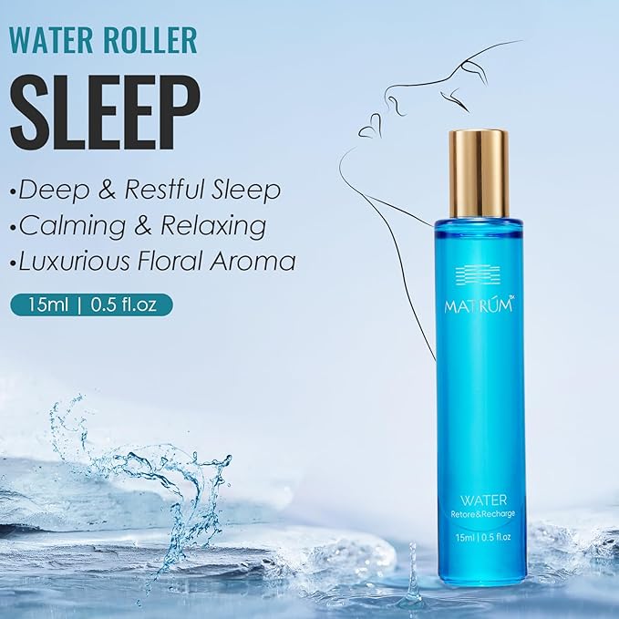 MATRUM Sleep Blend Essential Oil Roll On, 100% Pure Luxurious Floral Aromatherapy Oil for Deep Sleep, Calming & Relaxing, Water Element Roller, 0.5 Fl Oz