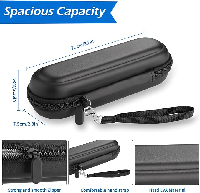 Toothbrush Travel Case for Oral B/Oral-B Pro 1000 1500 5000 7000 & Philips Sonicare 4100 1100 5300 5100 6100/iO Electric Toothbrush, Hard Protective Storage Bag (Black case with toothbrush cap)