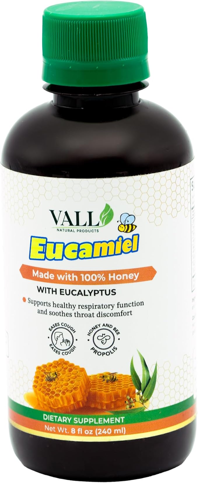 Vall-Eucamiel - Eucamiel Oral Solution - 8 fl oz (240 ml) - Eucalyptus Flavor - Supports Natural phlegm Expulsion and soothes Throat for Everyday Respiratory Comfort