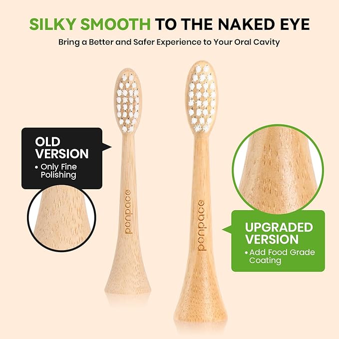 Bamboo Toothbrush Heads Compatible with Philips Sonicare, Extra Soft Castor-Oil Bristles for Sensitive Teeth, Eco-Friendly & Gentle Cleaning