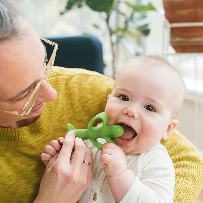 Dr. Brown's Peapod Teether and Training Toothbrush, Soft and Safe for Baby Gums and Baby Toothpaste, Strawberry Flavor Toddlers and Kids Love, Fluoride Free, Made in The USA, 0-3 Years, 1.4oz