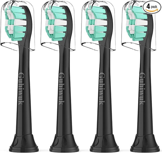 Toothbrush Heads for Philips Sonicare Replacement Heads, C2 Brush Head Compatible with Phillips Sonicare Click-on 4100 5100 6100 Electric Toothbrush, 4 Pack, Black