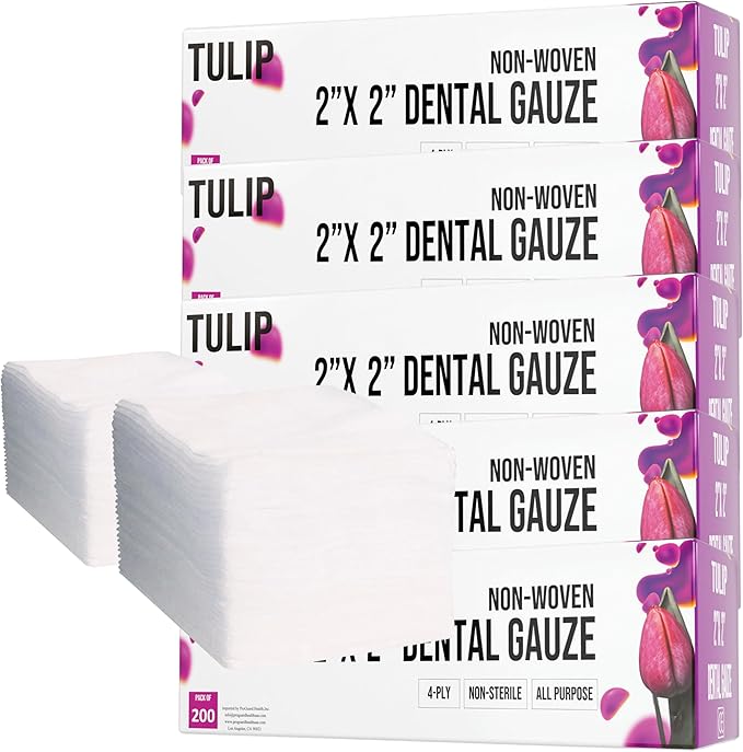 1000 Gauze Pads 2x2 4-Ply Non Woven Gauze Sponges - Non Sterile Dental Gauze & Esthetic Wipes - Soft All Purpose Medical Gauze Squares for First Aid Kit, Surgical, Wound Dressing by Tulip