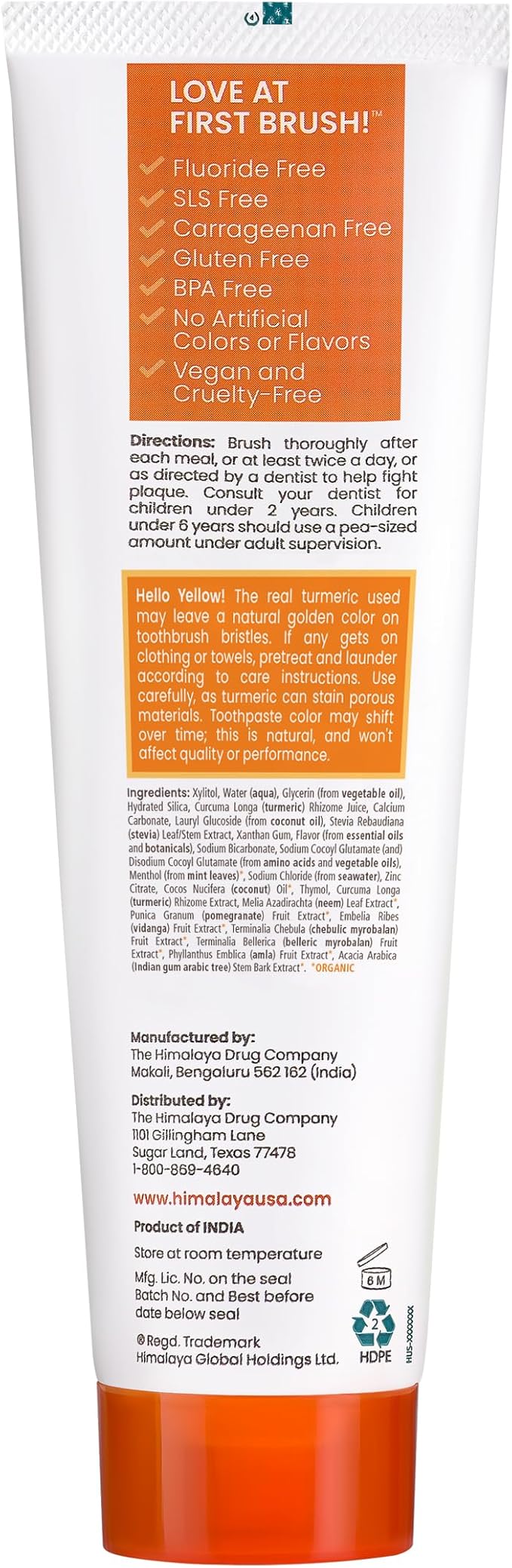 Himalaya Botanique Whitening Antiplaque Toothpaste, Mint Flavor with Turmeric & Coconut Oil - Whitening Toothpaste Without Fluoride for Brighter Teeth - Vegan, SLS Free, Gluten Free, 4 oz