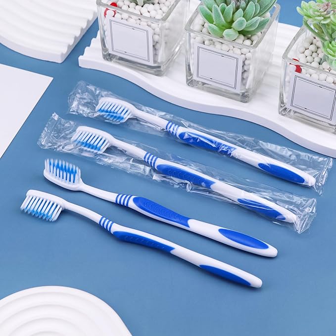 50 Prepasted Disposable Toothbrushes Individually Wrapped Pre Pasted Toothbrushes Soft Bristle Travel Tooth Brush Single Use Wrapped for Hotel, Camping, Travel and Gift for The Homeless