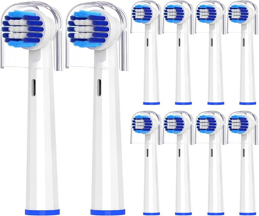 Replacement Toothbrush Heads Compatible with Bitvae R1/R2 - Rotating Electric Brush Heads Compatible with Oral B Braun Pro 500/1000/1500/3000/5000/7000/7500/8000 Series, White, 10 Pack