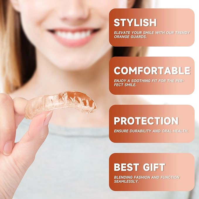 4 Pack Orange Kids Mouth Guard for Teeth Grinding,Comfortable Night Guard,Moldable Child Bite Guard for Clenching Teeth, Mouthguard for Kids